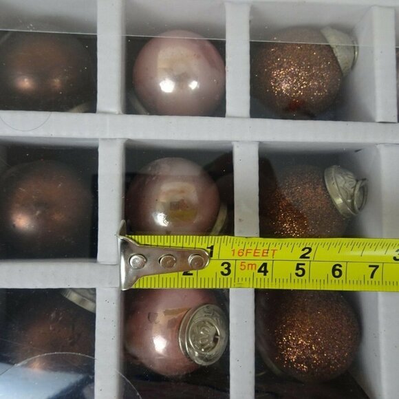 New Glitz + Glimmer 48 Set Small Ornaments Pink Blush Maroon Glitter Distressed - Picture 12 of 12